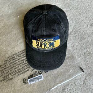 Brand New SUPREME 'New York Empire State' LICENSE PLATE Cotton HAT Made in USA
